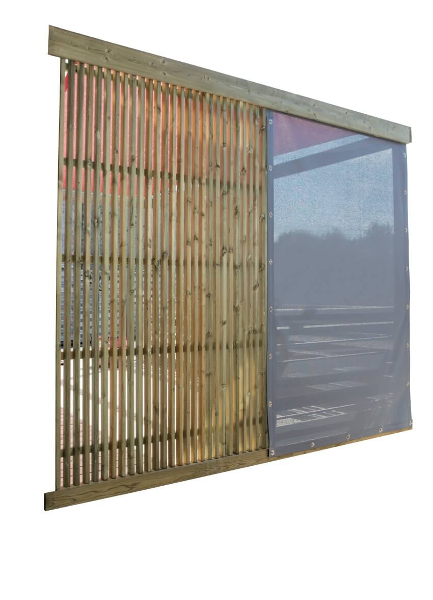Brise vue en toile et en bois réalisé par Les Terrasses du Lys